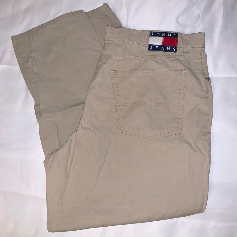 90s Tommy Hilfiger Tan Jeans Khakis Pants Flag